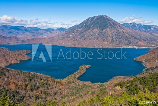 Picture of Lake Chuzenji from Hangetsuyama observation deck in autumn season